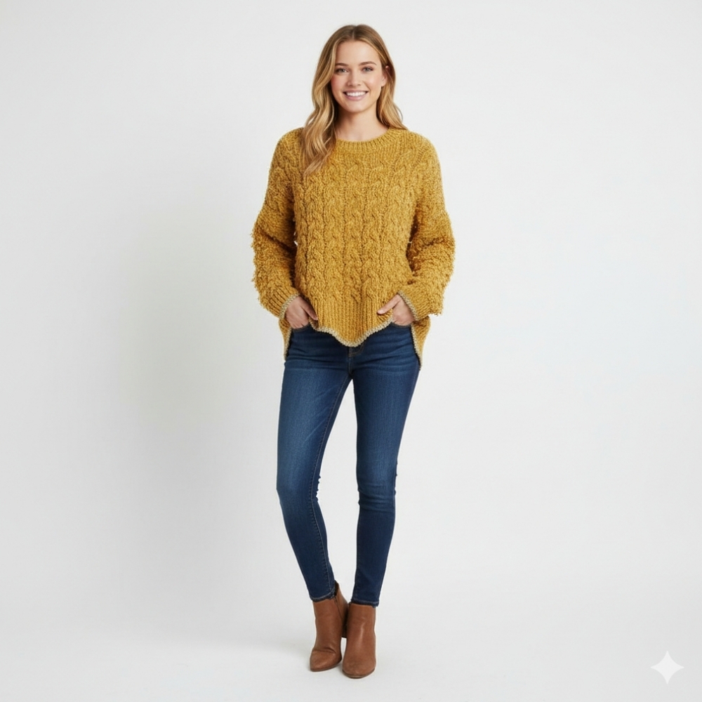 RAGA Women's Chunky Yellow / Gold Knit Sweater